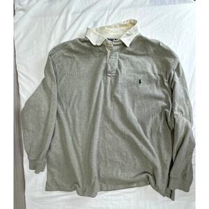 Men’s 4xl 4 xb polo by Ralph Lauren, long slv cotton polo shirt grey midweight